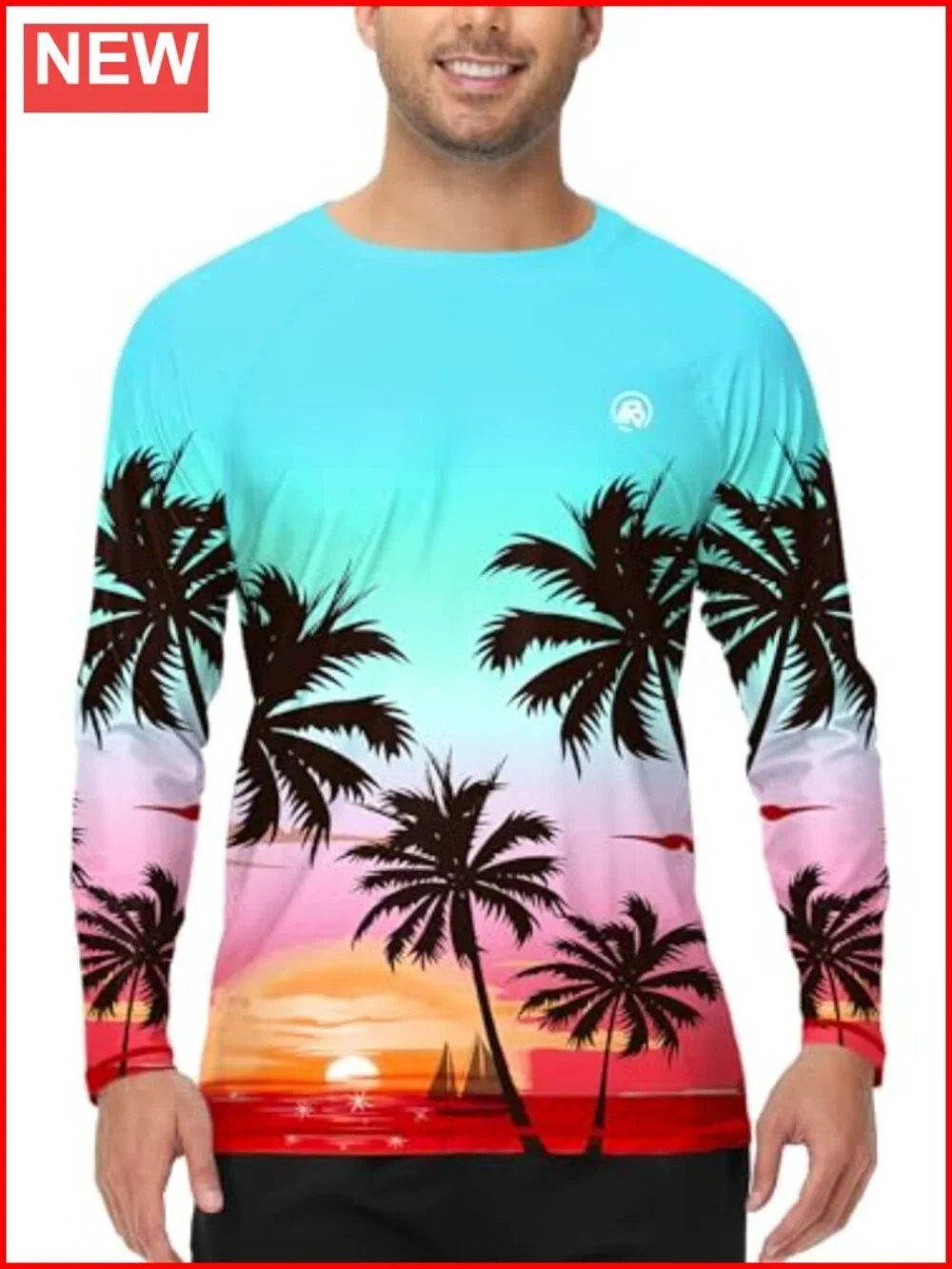 Men's Long Sleeve Rash Guard UPF 50+ Quick Dry Sun Protection Shirt
